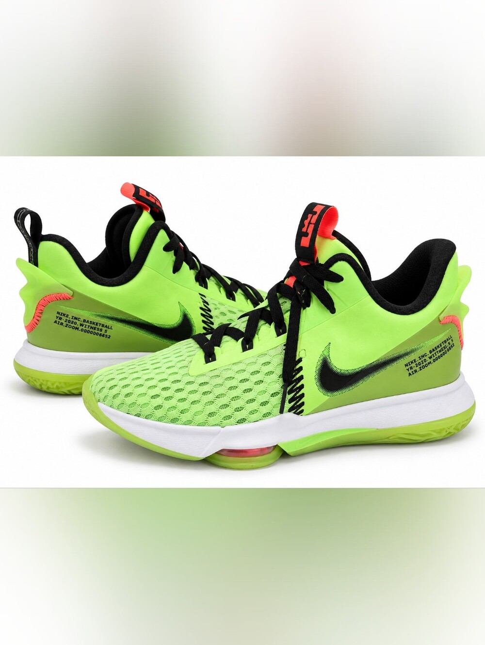Nike LeBron Witness 5 Lime Green Black Basketball Sneakers Sz 8 CQ9380-30 Grinch